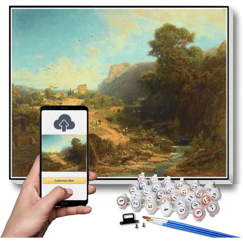 Hhydzq Paint by Numbers Kits for Adults and Kids Italian Landscape Painting by Carl Spitzweg Arts Craft for Home Wall Decor