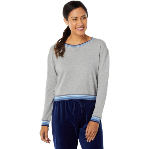 Splendid Sundown Jada Contrast Band Pullover Sweatshirt in Cotton Modal Terry