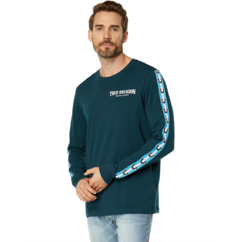 Mens True Religion Long Sleeve Damask Taped Tee
