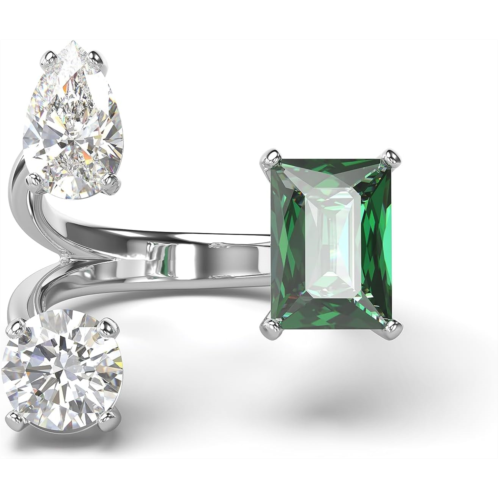 Swarovski Mesmera Open Ring, Green and Clear Mixed-Cut Stones in a Silver-Tone Finish, Part of the Mesmera Collection