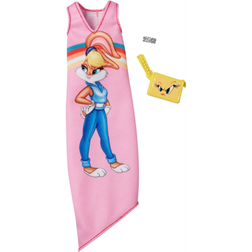 Barbie Clothes for Barbie Doll, Looney Tunes Lola Bunny Dress with Tweety Bird Purse