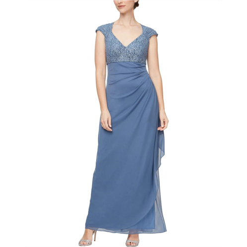 Alex Evenings Empire Waist Dress with Corded Lace Bodice