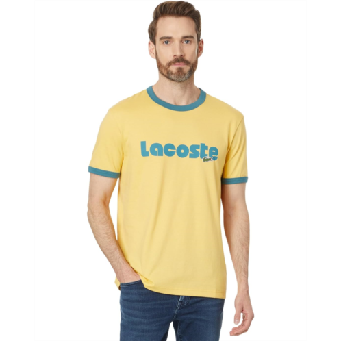 Unisex Lacoste Short Sleeve Regular Fit Tee Shirt w/ Large Lacoste Wording