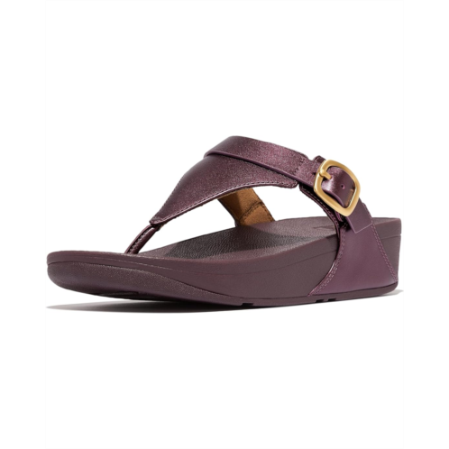 Womens FitFlop Lulu Adjustable-Buckle Metallic-Leather Toe-Post Sandals