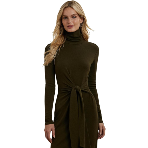 POLO RALPH LAUREN Womens Lauren Ralph Lauren Tie-Front Turtleneck Sweater Dress