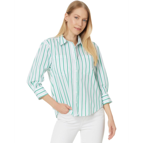 Womens Liverpool Los Angeles Button Front Shirt with 3/4 Sleeve Stretch Poplin