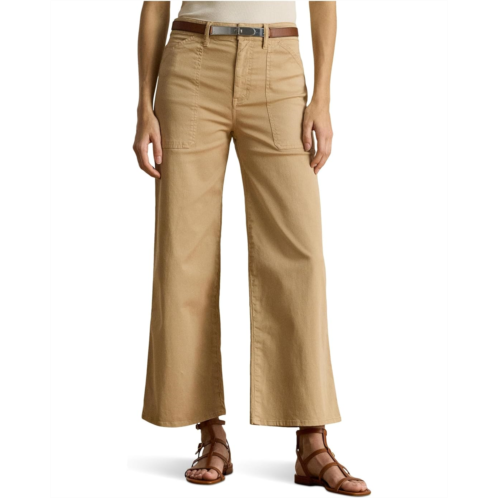 POLO RALPH LAUREN Womens Lauren Ralph Lauren Stretch Chino Wide-Leg Cropped Pants