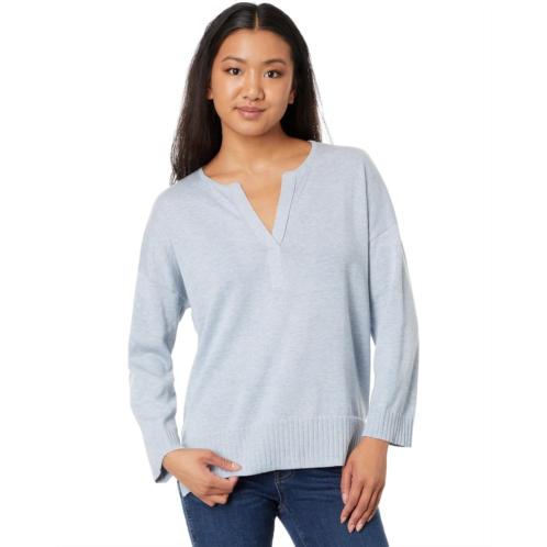 Lilla P Split-Neck Pullover Sweater