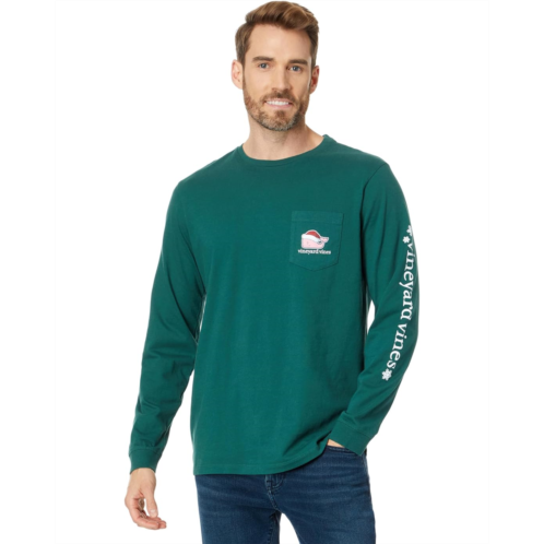Vineyard Vines Santa Whale Long Sleeve Pocket Tee