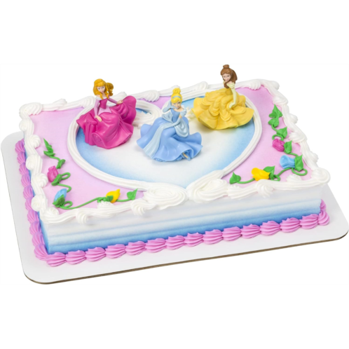 DecoPac DecoSet Disney Princess Once Upon a Moment Cake Topper, 3-Pc Decorations Set with Aurora, Belle, and Cinderella Collectible Figure for Hours of Fun After the Party