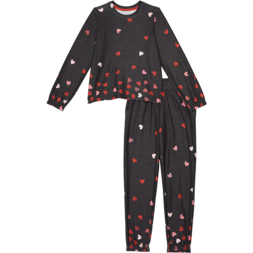 P.J. Salvage Kids Kiss Me Goodnight Hearts Two-Piece Lounge Set (Little Kids/Big Kids)