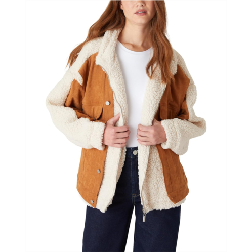 Womens Blank NYC Oversized Faux Suede and Sherpa Trucker Jacket