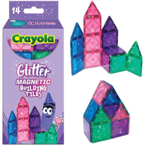 CreateOn Crayola Magnetic Tiles, Building Set for Kids, Magnetic Toys for Kids, Travel Toys, Classroom Sensory Toy Blocks, STEM & Montessori Tools for Boys & Girls Ages 3+, 14-Piec