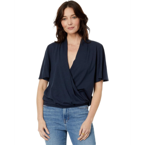 Womens Lilla P Faux Wrap Flutter Sleeve