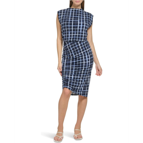 Calvin Klein Printed Sleeve Less Ruched Dress