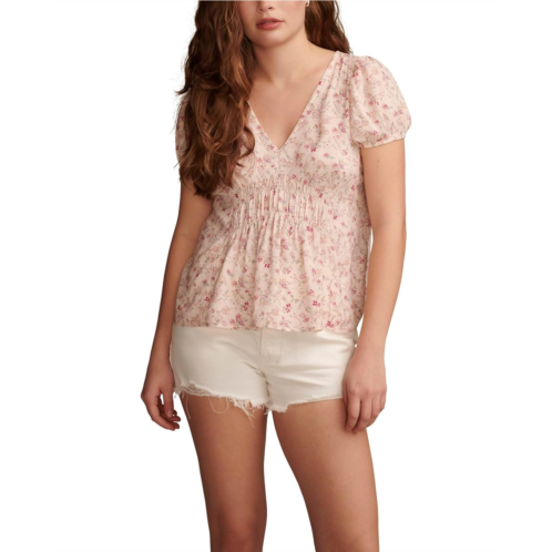 Lucky Brand Wide Smocked Short Sleeve Top