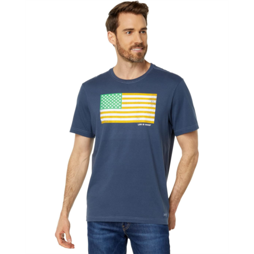 Mens Life is Good Irish American Flag Short Sleeve Crusher Tee