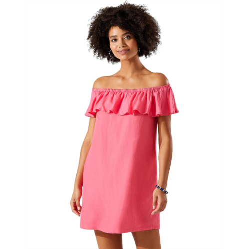 Womens Tommy Bahama Linen Dye Off-the-Shoulder Dress Cover-Up