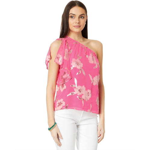 Womens Lilly Pulitzer Sarahleigh One Shoulder Silk Blend Top