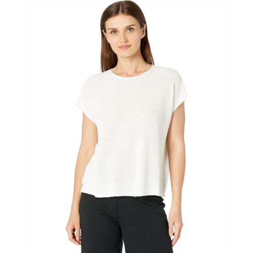 Eileen Fisher Petite Crew Neck Box Top in Organic Linen Cotton