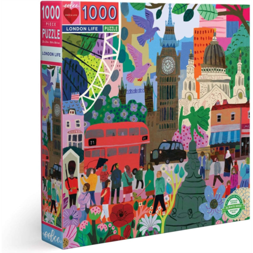 eeBoo: Piece and Love London Life 1000 Piece Square Adult Jigsaw Puzzle, Puzzle for Adults and Families, Glossy, Sturdy Pieces and Minimal Puzzle Dust