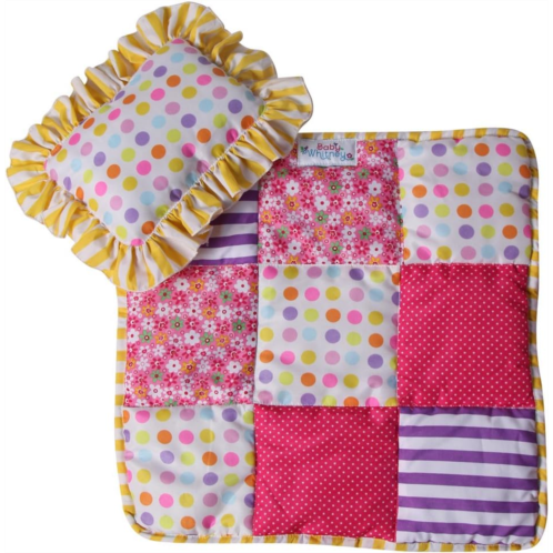 Making Believe Baby Whitney Patchwork Quilt Baby Doll Blanket and Baby Doll Pillow for Baby Doll Bedding Set Doll Bed Pillow, Doll Quilt Bedding and Pillow for American Girl Doll