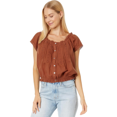 Lucky Brand Button Front Peasant Top