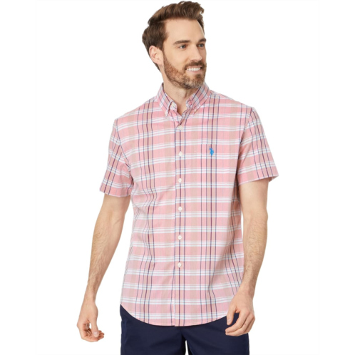 U.S. POLO ASSN. Short Sleeve Classic Fit 1 Pocket Yarn Dyed Stretch Poplin Woven Shirt