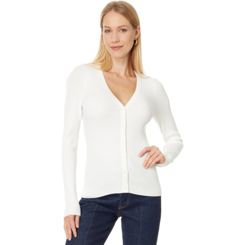 Womens Lilla P Ribbed Cardigan Sweater