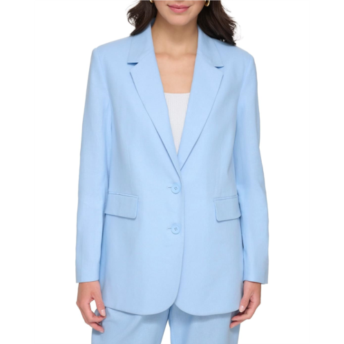 Womens DKNY Long Sleeve Linen One-Button Jacket
