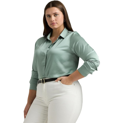 POLO RALPH LAUREN Womens Lauren Ralph Lauren Plus-Size Satin Charmeuse Shirt