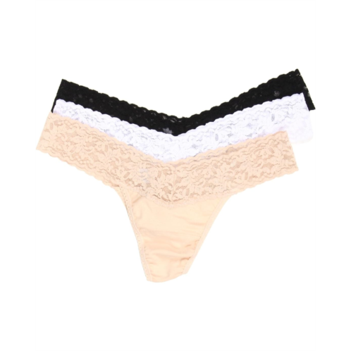 Hanky Panky Organic Cotton Low Rise Thong w/ Lace 3-Pack