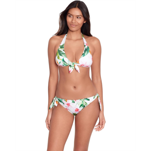 POLO RALPH LAUREN Womens Lauren Ralph Lauren Watercolor Tropical Floral Tie Front Halter Bikini Top