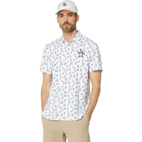 Mens Original Penguin Golf All Over Retro Arcade Print Polo