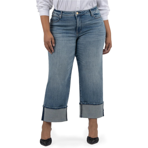 Womens KUT from the Kloth Plus Size Sienna High Rise Wide Leg-Roll Up 5