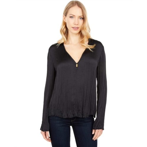 Vince Charm Button Double V-Neck Popover