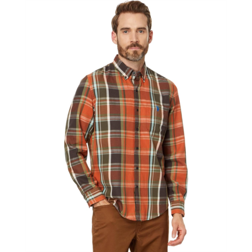 U.S. POLO ASSN. Long Sleeve Classic Fit 1 Pocket Yarn Dye Peached Twill Multicolor Plaid Woven Shirt