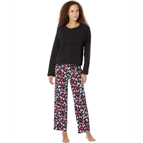 Womens HUE Butterfly Fluffy Chenille Pajama Set