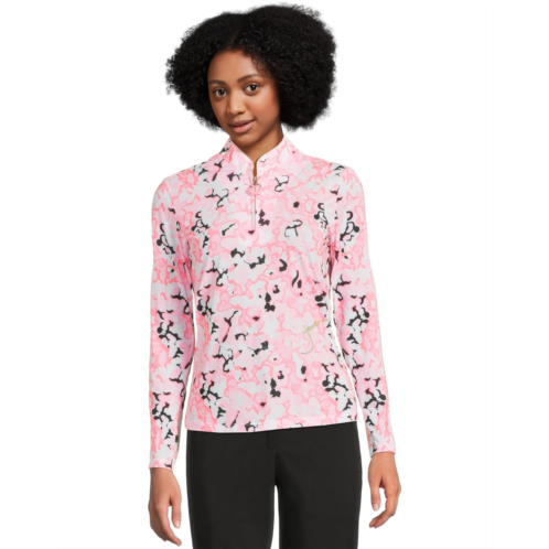 Womens Jamie Sadock Sunsense Dreamscape Print Long Sleeve 1/4 Zip Sun Protection Top