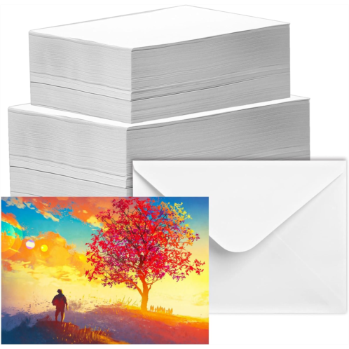 COFEETBO 50 Pcs Blank Watercolor Cards and Envelopes Set, 140lb Heavyweight Cotton Watercolor Cards 4 x 6 Inch Watercolor Paper Cards for Kids Adults for Painting Art Project Invitation Not