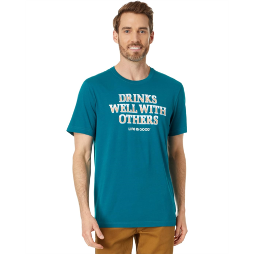 Life is Good Drinks Well with Others Pub Script Short Sleeve Crusher-Lite Tee