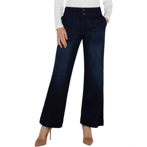 Womens Liverpool Los Angeles Patch Pocket Mid-Rise Wide Leg Stretch Denim