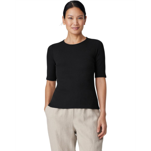 Womens Eileen Fisher Crew Neck Elbow Sleeve Tee