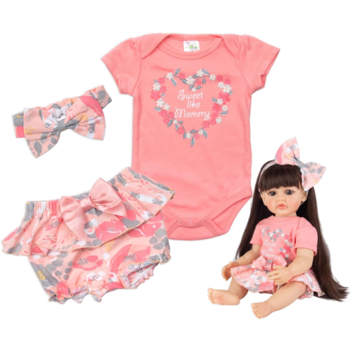Babyfere Reborn Baby Doll Summer Clothes 24 Inch Girl Sweet Skirt Outfits for 22-24 Inch Reborn Girl Dolls Clothes