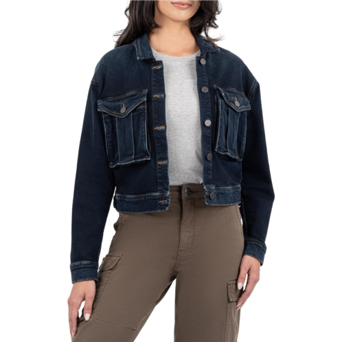 Womens KUT from the Kloth Miller Crop Jacket Drop Shoulder-Pleat front pockets