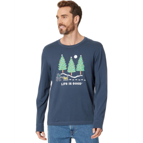 Mens Life is Good Hiking Holiday Long Sleeve Crusher Tee