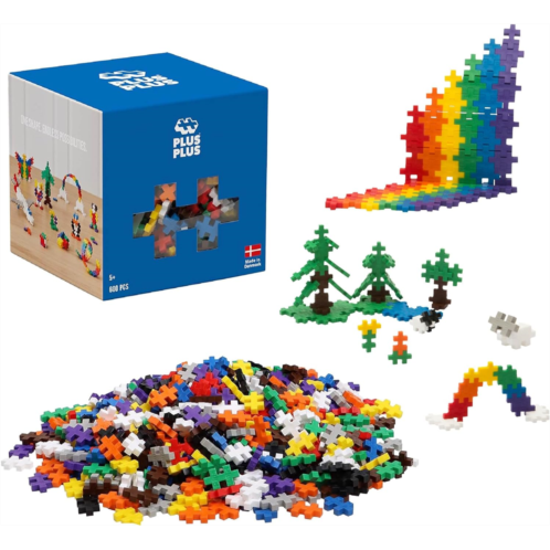 PLUS PLUS - Open Play Set - 600 Piece - Basic Color Mix, Construction Building Stem Toy, Interlocking Mini Puzzle Blocks for Kids