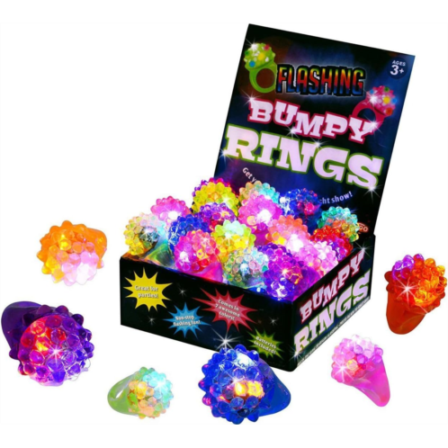 Kangaroo Kids LED Light Up Rings or Glow-in-The-Dark Neon Ring Bumpy Toy Decorations for Birthday Party Favors, Glow Party Favors, Small Toys for Kids Prizes, Surprise Toys for Gir
