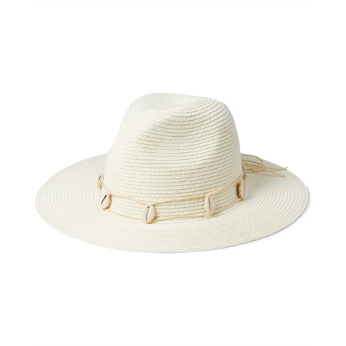 Badgley Mischka Straw Fedora with Seashell Ornaments