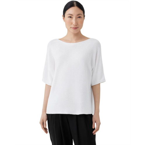 Eileen Fisher Bateau Neck Elbow Sleeve Pullover